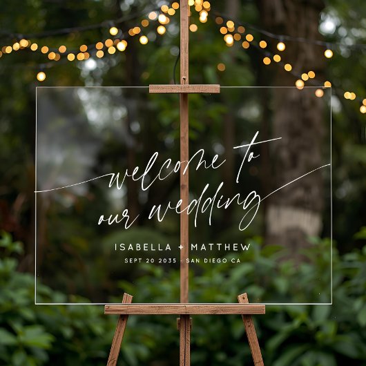 Minimal Wedding Welcome Modern Script Horizontal アクリルサイン