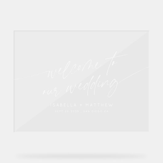 Minimal Wedding Welcome Modern Script Horizontal アクリルサイン (正面)
