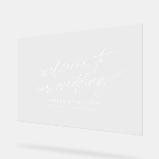 Minimal Wedding Welcome Modern Script Horizontal アクリルサイン (傾斜)
