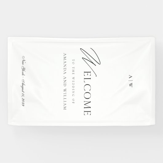 Minimal Wedding Welcome Sign with Script Font 横断幕 (横)