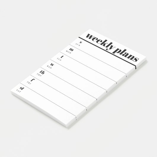 Minimal Weekly Planner Sticky Notes Pad ポストイット (アングル)