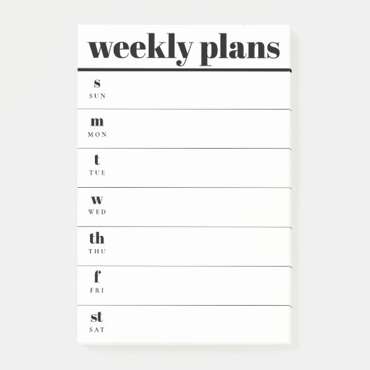 Minimal Weekly Planner Sticky Notes Pad ポストイット (正面)