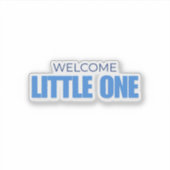 Minimal Welcome Little One Baby Boy Shower Sticker シール (正面)