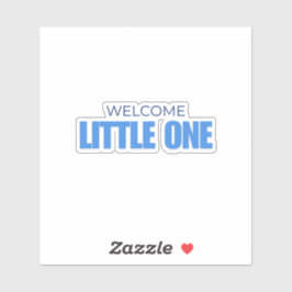 Minimal Welcome Little One Baby Boy Shower Sticker シール
