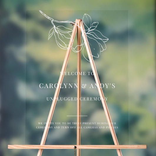 Minimal Welcome Unplugged Wedding Ceremony Clear アクリルサイン (ニュートラル)