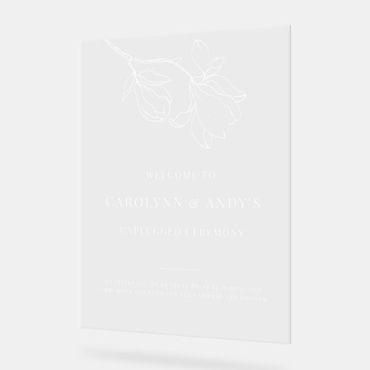 Minimal Welcome Unplugged Wedding Ceremony Clear アクリルサイン (傾斜)