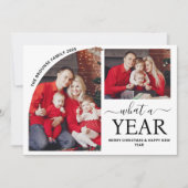 Minimal What a Year Multi Photo Collage Christmas カード (正面)