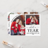 Minimal What a Year Multi Photo Collage Christmas カード (正面/裏面インサイチュ)