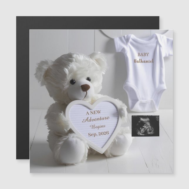 Minimal White Bear Pregnancy announcement (正面/裏面)