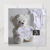 Minimal White Bear Pregnancy announcement card 案内状 (正面)