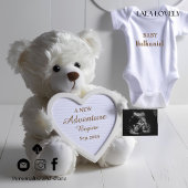 Minimal White Bear Pregnancy announcement card 案内状