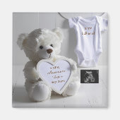 Minimal White Bear Pregnancy announcement keepsake マグネット (正面)