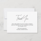 Minimal White & Black Traditional Sympathy Funeral サンキューカード (正面)