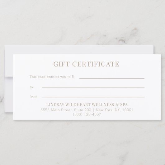 Minimal White Botanical Business Gift Certificates (裏面)