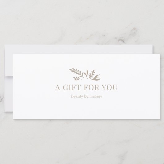 Minimal White Botanical Business Gift Certificates (正面)