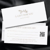 Minimal White Botanical QR Code Gift Certificates