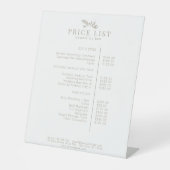 Minimal White Botanical Salon Price List 台座サイン (正面)
