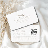 Minimal White Botanical Salon QR-Code Loyalty 名刺
