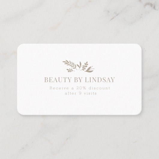 Minimal White Botanical Salon QR-Code Loyalty 名刺 (正面)