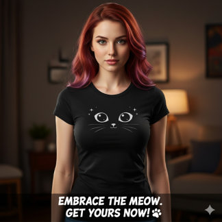 Minimal White Cat Eyes Illustration Tシャツ