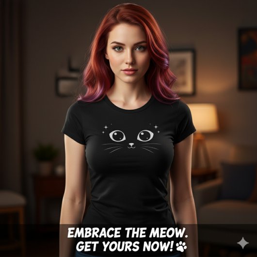 Minimal White Cat Eyes Illustration Tシャツ