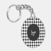 Minimal White Dots on Solid Black Background キーホルダー (正面左)
