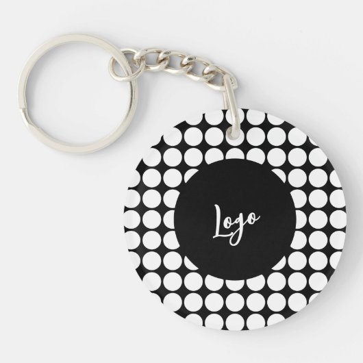 Minimal White Dots on Solid Black Background キーホルダー (正面)