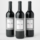 Minimal White Dots on Solid Black Background ワインラベル (ボトル)