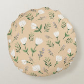 Minimal white Floral ラウンドクッション (裏面)
