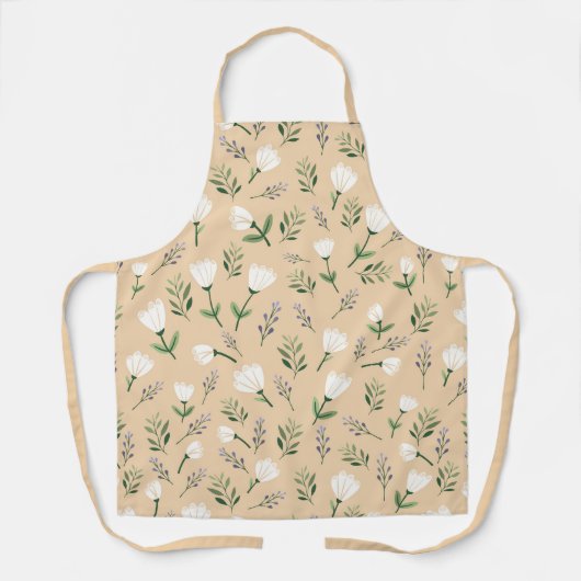 Minimal white Floral Scandinavian エプロン (正面)
