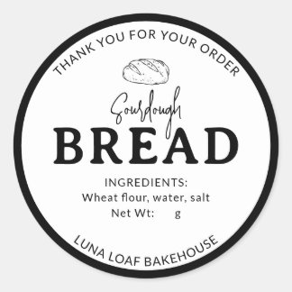 Minimal White Logo Bakery Sourdough Bread Sticker ラウンドシール