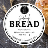 Minimal White Logo Bakery Sourdough Bread Sticker ラウンドシール