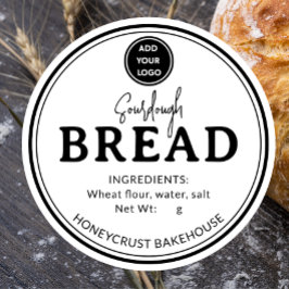 Minimal White Logo Bakery Sourdough Bread Sticker ラウンドシール