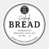 Minimal White Logo Bakery Sourdough Bread Sticker ラウンドシール (正面)