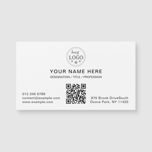 Minimal White Magnetic Card with Your Info (正面)