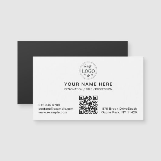 Minimal White Magnetic Card with Your Info (正面/裏面)
