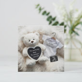 Minimal white Neutral Pregnancy announcement Card 案内状 (スタンド正面)