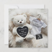 Minimal white Neutral Pregnancy announcement Card 案内状 (正面)