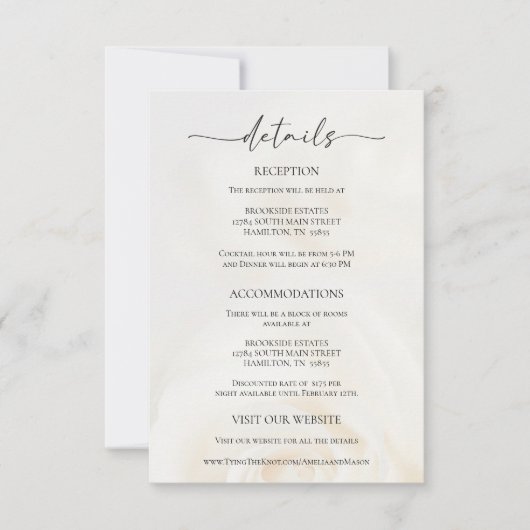 Minimal White Rose Wedding Details Enclosure Card 出欠カード (正面)