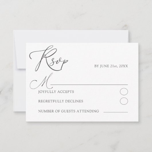 Minimal White RSVP Typography Wedding (正面)