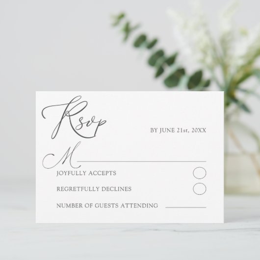 Minimal White RSVP Typography Wedding (スタンド正面)