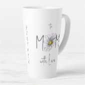 Minimal White Watercolor Daisy Mom Mothers Day  カフェラテマグ (右アングル)