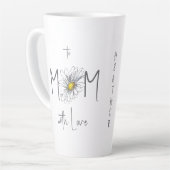 Minimal White Watercolor Daisy Mom Mothers Day  カフェラテマグ (左アングル)