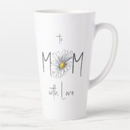 Minimal White Watercolor Daisy Mom Mothers Day  カフェラテマグ