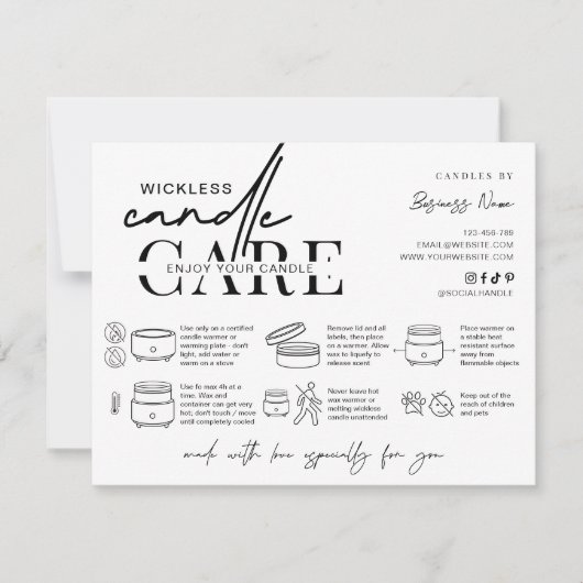 Minimal Wickless Candle Safety Instructions Guide サンキューカード (正面)