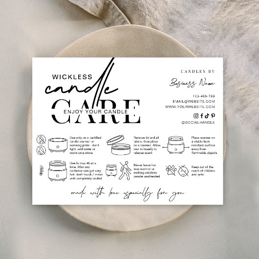 Minimal Wickless Candle Safety Instructions Guide サンキューカード