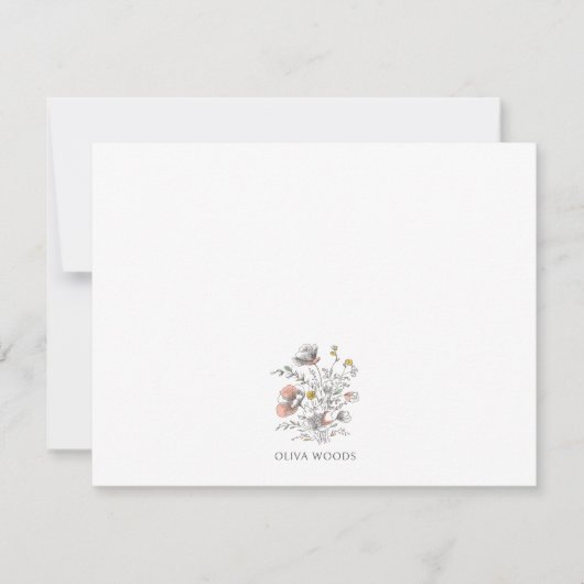 Minimal Wildflower Botanical Name Stationery ノートカード (正面)