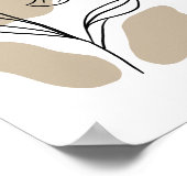 Minimal Wildflower Line Art Boho ポスター (角)