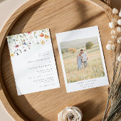 Minimal Wildflower Photo Wedding Invitation 招待状