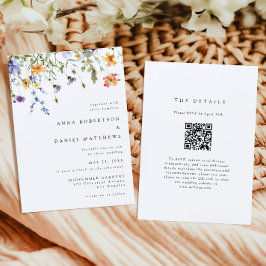 Minimal Wildflower QR Code Wedding Invitation 招待状